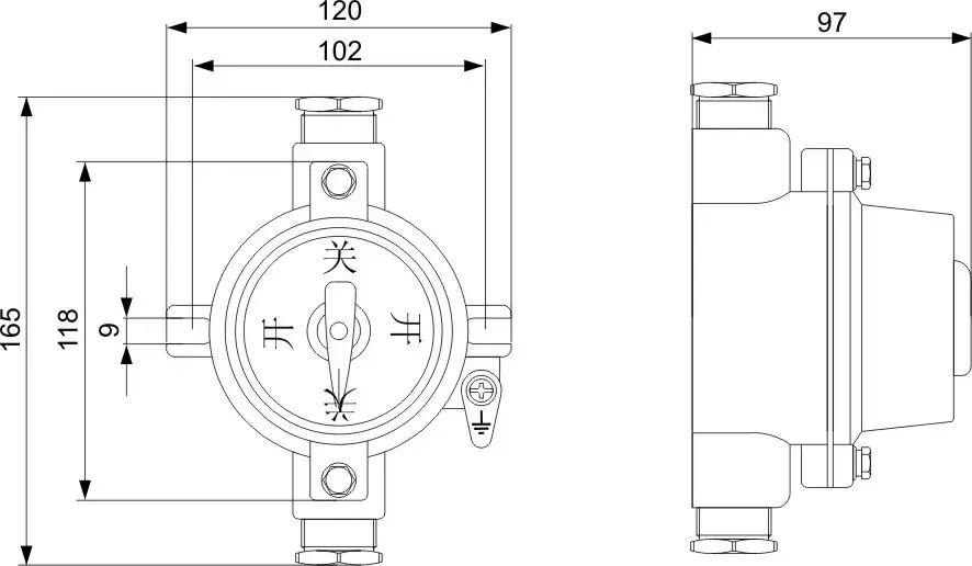 SWB explosion proof lighting switch Outline & Mounting